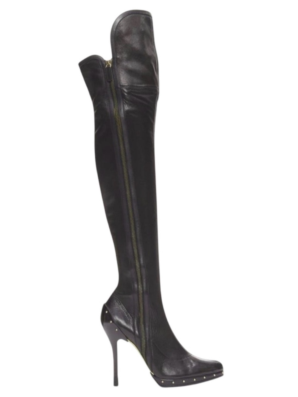 GUCCI TOM FORD FW 2003 Runway Black Leather Studded OTK Archival Boot Vintage